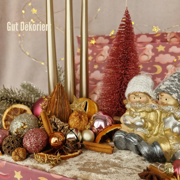 Adventskranz Winterkranz Weihnachtskranz Körbchen rosa