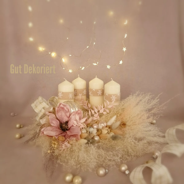 Adventskranz Winterkranz Weihnachtskranz Pampasgrass rosa