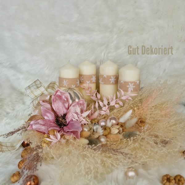 Adventskranz Winterkranz Weihnachtskranz Pampasgrass rosa