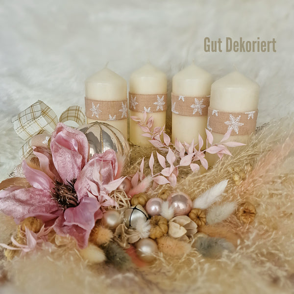 Adventskranz Winterkranz Weihnachtskranz Pampasgrass rosa