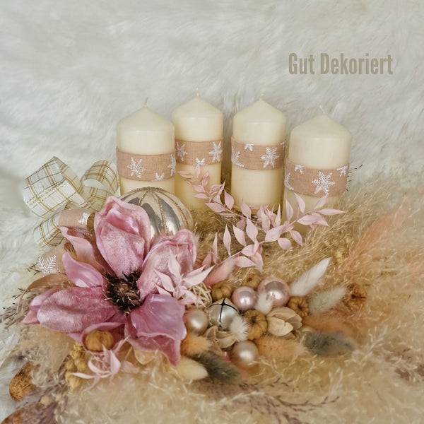 Adventskranz Winterkranz Weihnachtskranz Pampasgrass rosa