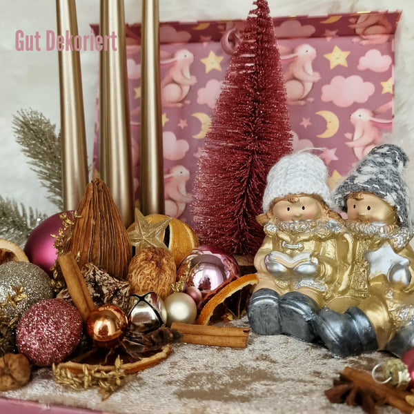 Adventskranz Winterkranz Weihnachtskranz Körbchen rosa