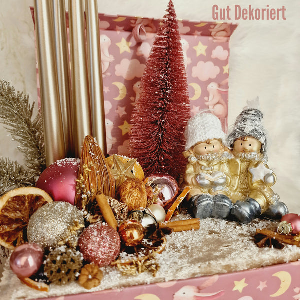 Adventskranz Winterkranz Weihnachtskranz Körbchen rosa