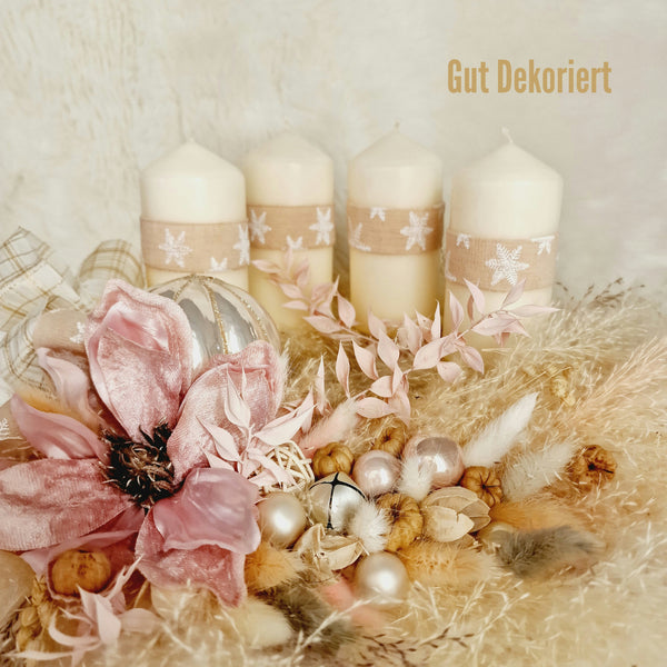 Adventskranz Winterkranz Weihnachtskranz Pampasgrass rosa