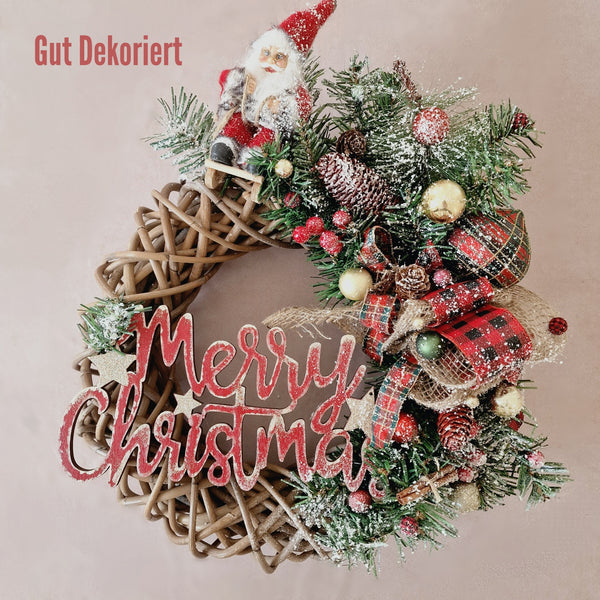 Türkranz Winterkranz Weihnachtskranz Merry Christmas rot