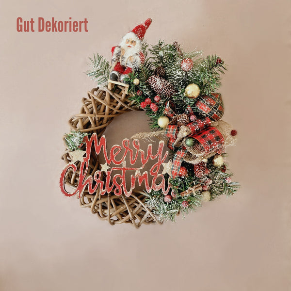 Türkranz Winterkranz Weihnachtskranz Merry Christmas rot