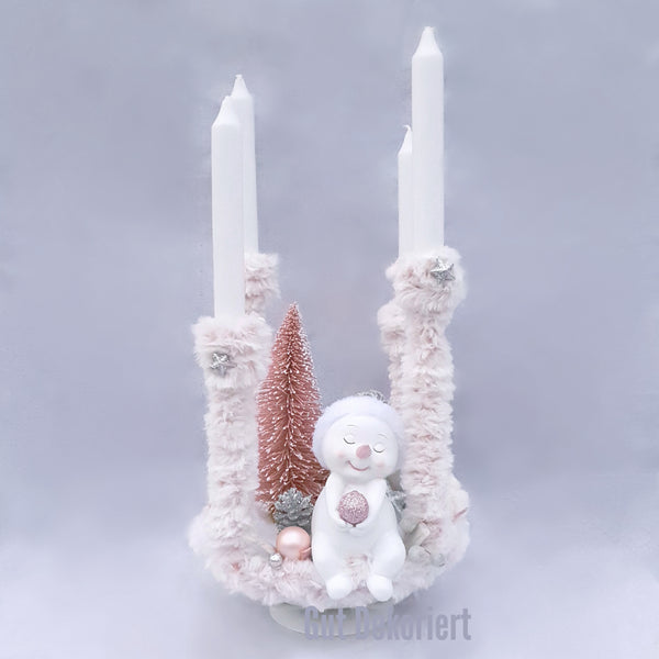 Adventskranz Winterkranz Weihnachtskranz Schneemädchen rosa