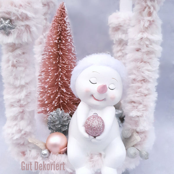 Adventskranz Winterkranz Weihnachtskranz Schneemädchen rosa
