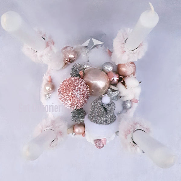 Adventskranz Winterkranz Weihnachtskranz Schneemädchen rosa