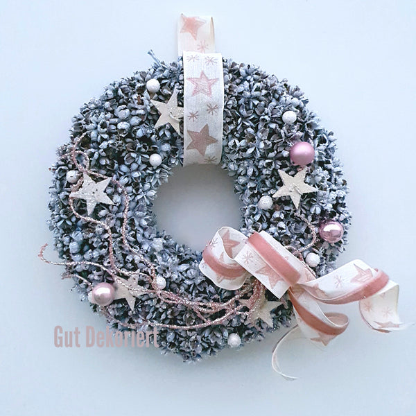 Türkranz Türdeko Winterkranz Winterdeko weiß rosa
