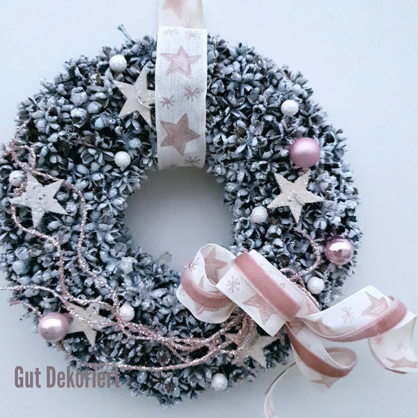 Türkranz Türdeko Winterkranz Winterdeko weiß rosa