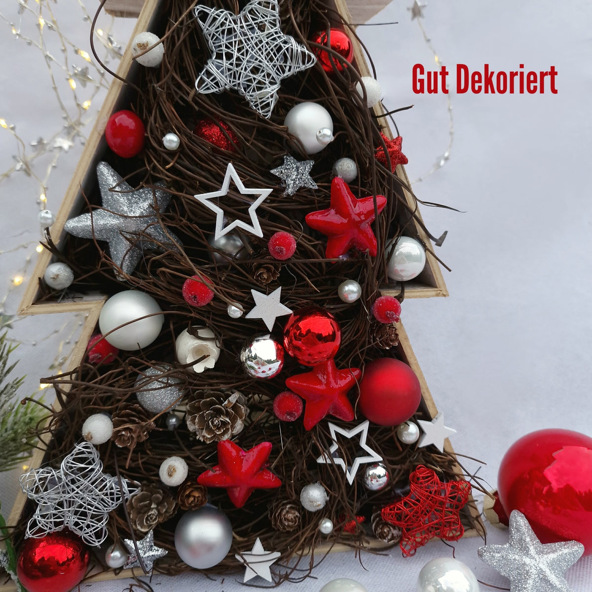 Tischdeko Weihnachtsbaum Winterdeko rot