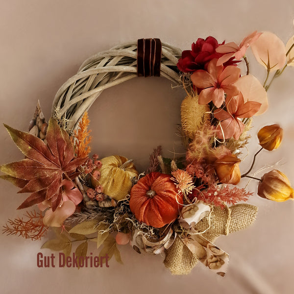 Türkranz Türdeko Herbstkranz Erntefest Kürbis