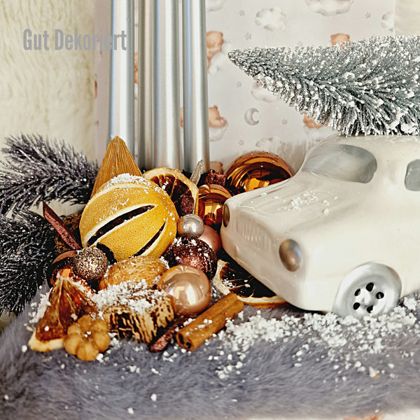 Adventskranz Winterkranz Weihnachtskranz Körbchen silber Auto