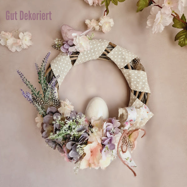 Türkranz Türdeko Osterdeko Osterei weiss lila