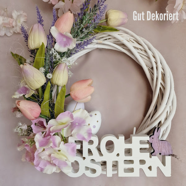Türkranz Türdeko Osterdeko Tulpen Osterei rosa lila