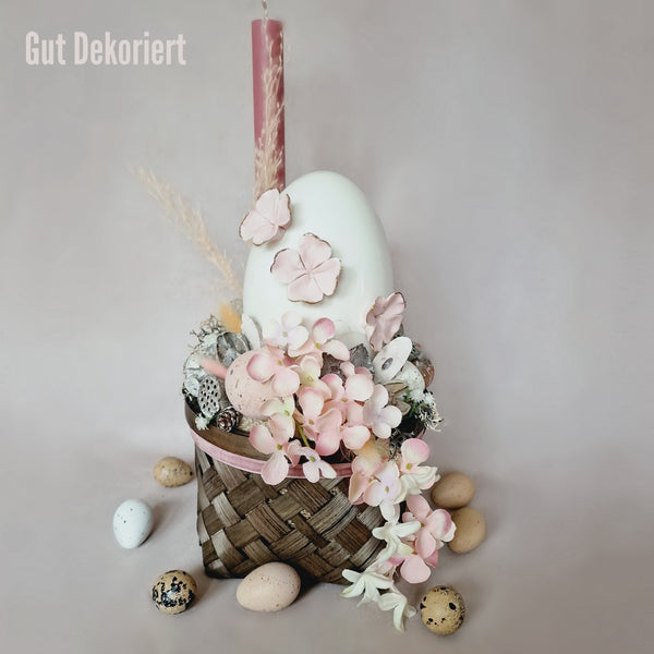 Tischdeko Gesteck Osterdeko Osterei rosa Körbchen