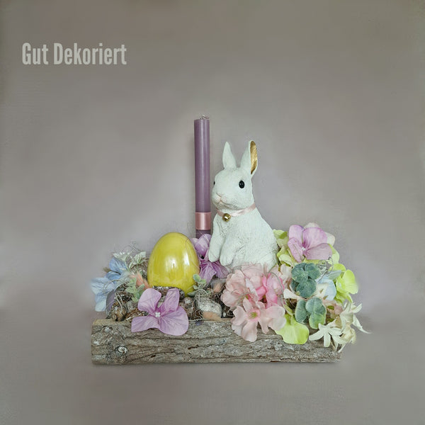 Tischdeko Gesteck Osterdeko Oster Hase Osterei weiss gelb