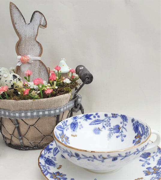 Teetasse blaue Blumen - Gut Dekoriert