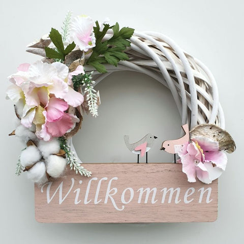 Türkranz Türdeko Willkommen rosa Hortensie