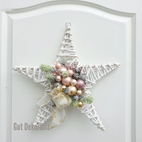 Weihnachtsstern Türdeko Winterdeko Stern rosa gold