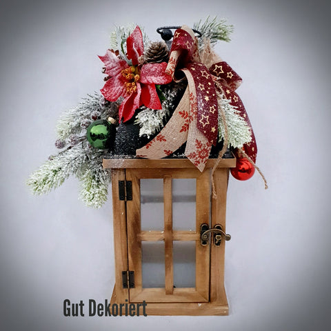 Winterdeko Laterne Weihnachtsdeko Tischdeko rot