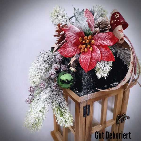 Winterdeko Laterne Weihnachtsdeko Tischdeko rot