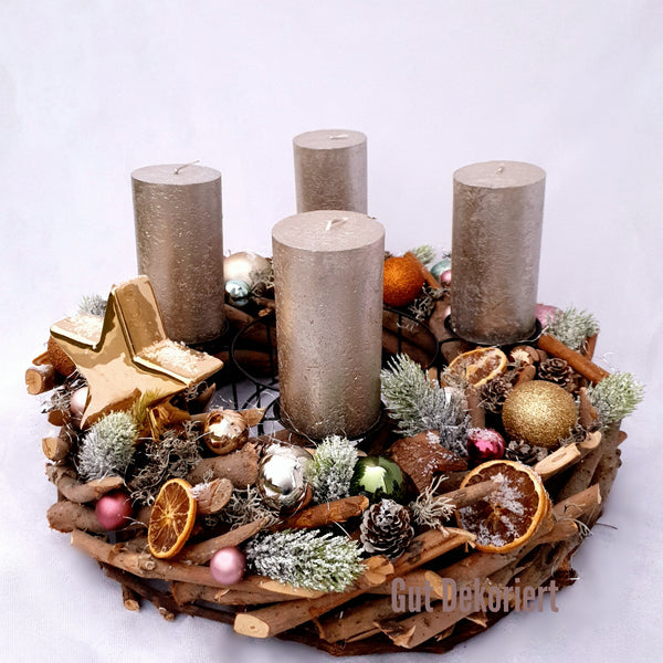 Adventskranz Winterkranz Weihnachtskranz Tischdeko Stern XXL