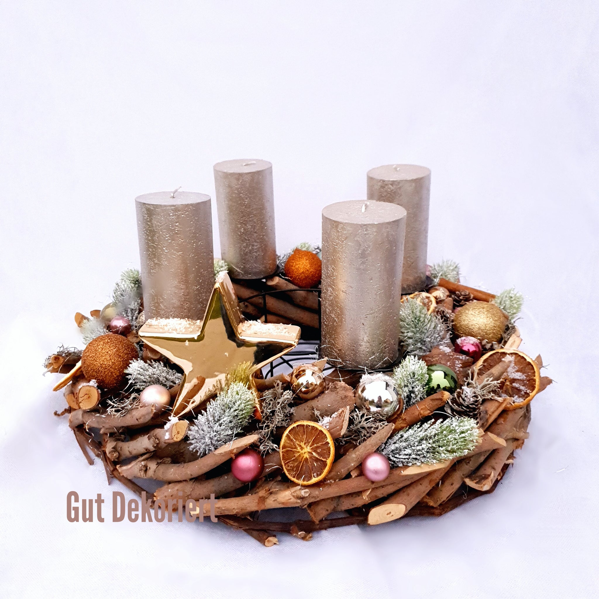 Adventskranz Winterkranz Weihnachtskranz Tischdeko Stern XXL