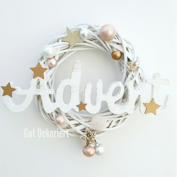 Türkranz Türdeko Winterkranz Winterdeko Advent weiß