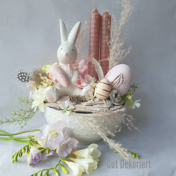 Tischdeko Gesteck Osterhase Osterkaninchen Osterdeko Kerzen