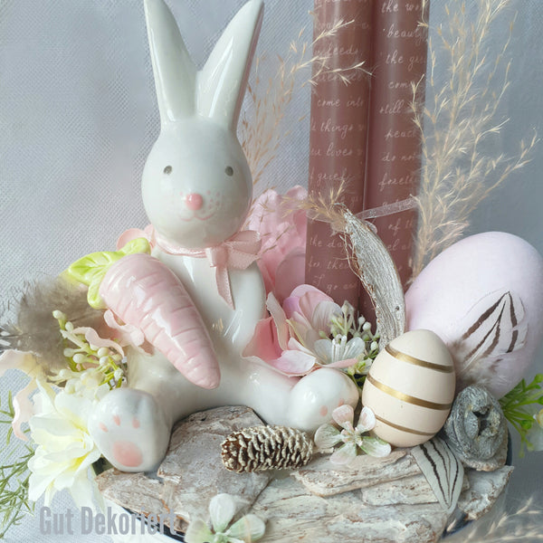 Tischdeko Gesteck Osterhase Osterkaninchen Osterdeko Kerzen