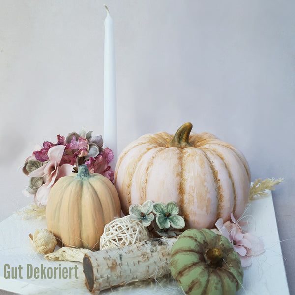 Gesteck Tischdeko Herbstdeko Kürbis rosa