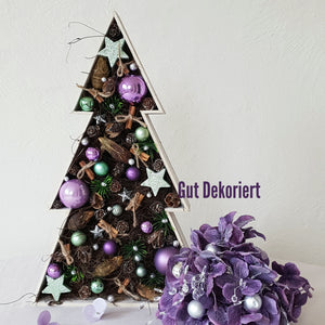 Tischdeko Weihnachtsbaum Winterdeko lila grün
