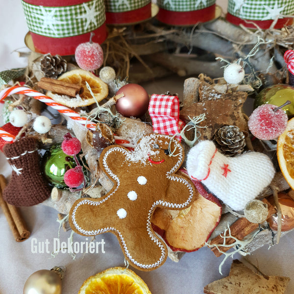 Adventskranz Winterkranz Weihnachtskranz Gingerbread rot