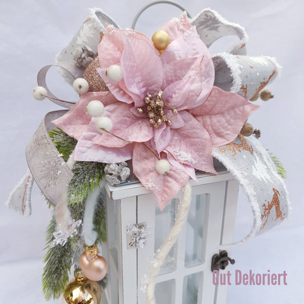 Winterdeko Laterne Weihnachtsdeko Tischdeko rosa