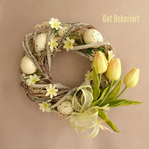 Türkranz Türdeko Osterdeko Osterkranz gelben Tulpen