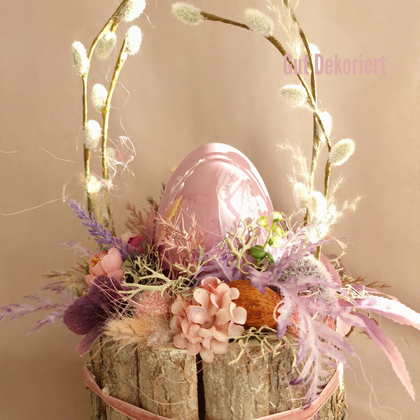 Tischdeko Gesteck Osterdeko Osterei lila rosa